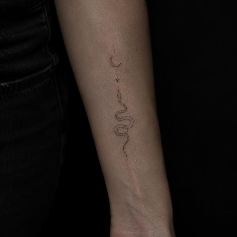 Fine line tattoo work